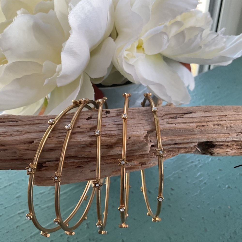 I.N.C. International Co. Gold Starlight Crystal Dotted Bangle Bracelet Set